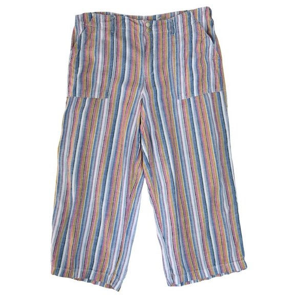 Seven7 Striped Gelato Linen Blend Wide Leg Pants 16 Boho Artsy Retro - Picture 1 of 8